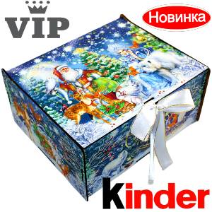 Сладкий подарок на Новый Год в картонной упаковке весом 1200 грамм по цене 2223 руб в Заволжье