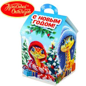 Сладкий подарок на Новый Год в картонной упаковке весом 600 грамм по цене 654 руб в Заволжье